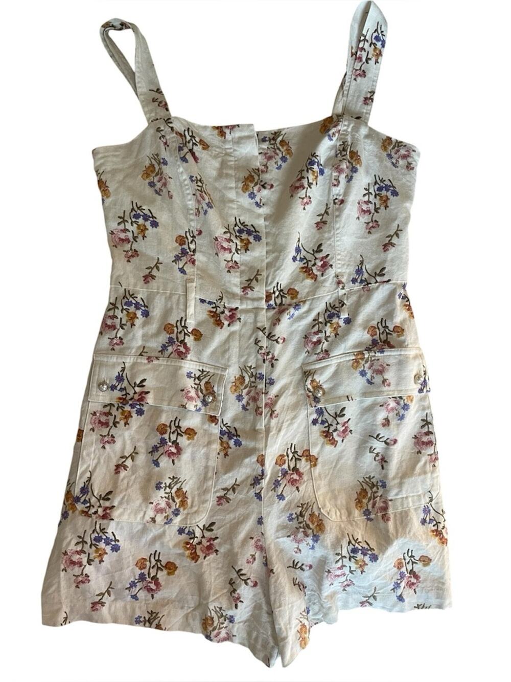 House of Harlow 1960 Ivory Cottagecore floral playsuit with pockets | Rompers